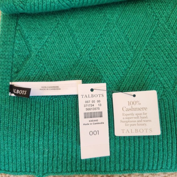 NWT Talbots Kelly Green Cashmere Scarf - Picture 2 of 6